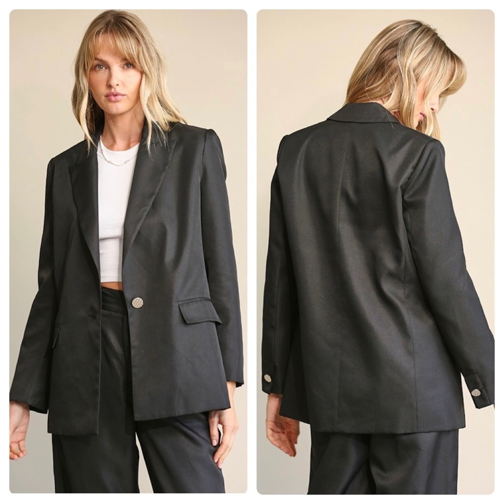 $25 start 202 ❤️ Solid and Lining Single Button Blazer - Picture 1 of 3